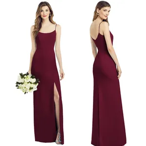 NWOT After Six X Nordstrom Spaghetti Strap V-Back Crepe Gown with Front Slit 4 thumbnail 2