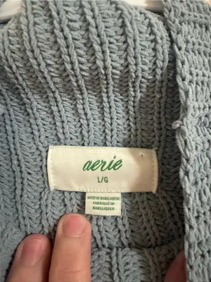 Aerie Ribbed Turtleneck Sweater in Dusty Blue thumbnail 2