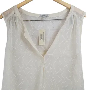 American Eagle Outfitters Cream Textured‎ Gauze V Neck Sleeveless Blouse Top S thumbnail 3