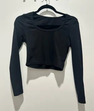 Long Sleeve Boat Neck Top Black thumbnail 1