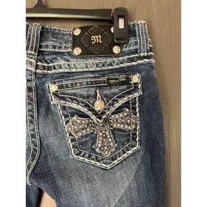 Miss Me Jean Rhinestone Embellished Cross Pocket Low Rise Bootcut 28x31 JP504689 thumbnail 5