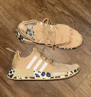 adidas Tan & White NMD with Blue Leopard Sole thumbnail 1