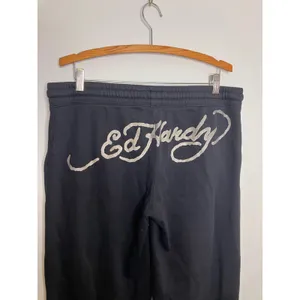 Ed Hardy Sweatpants Womens XL Black Excellent True Death Eagle Glitter Logo thumbnail 5