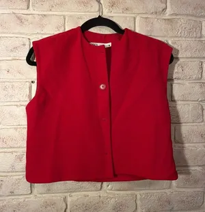 Zara Red Buttoned Waistcoat Vest Size XS thumbnail 1