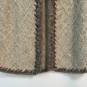 Coldwater Creek Mixed Media Cable Knit Cardigan Short Sleeve Tan Black Small thumbnail 8