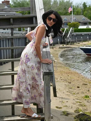Zimmermann Rosa Striped Lilac Rose Picnic Dress Cotton Silk Maxi thumbnail 2