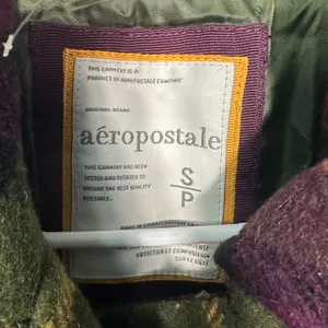 Aeropostale Y2K Plaid Wool Pea Coat Size Small EUC thumbnail 4