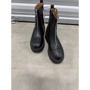 Black Front Zip Platform Ankle Boots Chunky Lug Sole‎ Round Toe Size 9 thumbnail 2