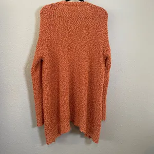Listicle Orange Textured‎ Knit Casual Slouchy Comfy Cozy Long Duster Cardigan L thumbnail 4