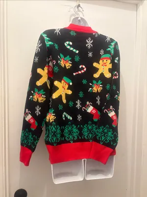 New Christmas Festive Gingerbread Crewneck Sweater - Black/Red thumbnail 5