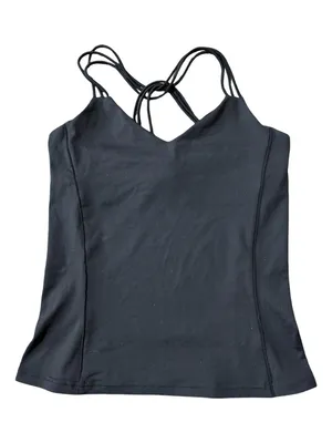 ALO Yoga Women’s Size M Black Criss Cross Strapped V-Neck Activewear Tank Top thumbnail 1