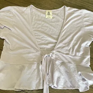 NWOT Knot Me Lavender purple peplum tie-front blouse thumbnail 2