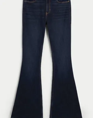Hollister Women's Dark Blue Flared Jeans thumbnail 1