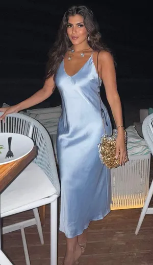 Zara Elegant Blue Satin Slip Dress evening wedding holiday thumbnail 4