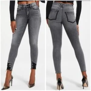 Good American Good Legs Low Distressed GLLSP257BT NWT‎ Black Size 4 thumbnail 2