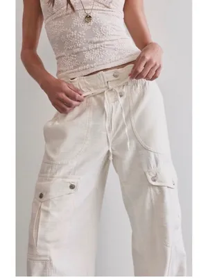Free People We The Free Park Ave Cargo Pants – Ivory – Size Large thumbnail 2