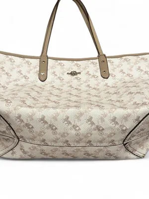 Coach Reversible City Tote Bag Beige Horse & Carriage Coated Canvas Leather thumbnail 3