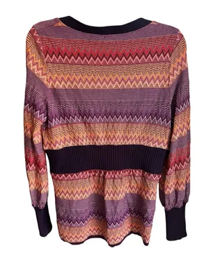 Moth Anthropologie Fiamma Chevron Striped Cardigan Sweater Size Small thumbnail 3