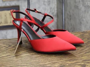 A New Day Womens Rosemary Heels Satin Strappy 94646858 Red 8.5M thumbnail 1