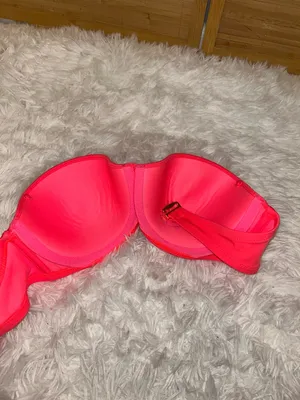 Victoria's Secret neon pink bandeau bikini top strapless swim suit size 36C thumbnail 6