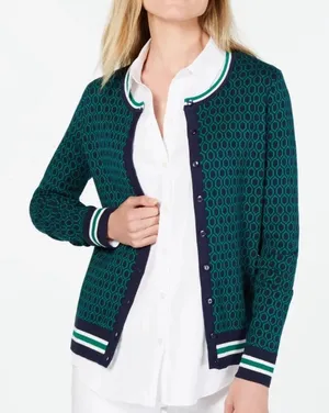 Charter Club Women's Patterned Cardigan Sweater‎ Green Size X- Large thumbnail 1