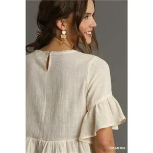 ✨NWT Umgee Floral‎ Lace Trimmed Detail Half Sleeve Babydoll Top thumbnail 3