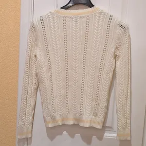 Lauren Ralph Lauren v-neck cable knit M cream, peach large, 100% cotton thumbnail 6
