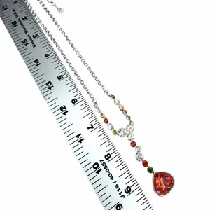 Swarovski Multicolor Crystal Orange Teardrop Y Drop Necklace thumbnail 8