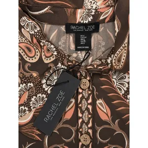 Rachel Zoe Satin Paisley Print Button-Down Blouse Long Sleeve Size Small NWT thumbnail 4