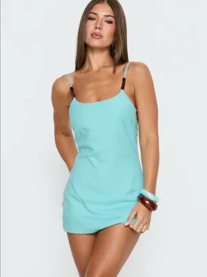 Princess Polly Akimo Beaded Mini Dress Aqua thumbnail 2