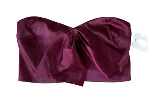 Altar'd State Burgundy Satin Strapless Bow Front Tube Top Size Medium thumbnail 1