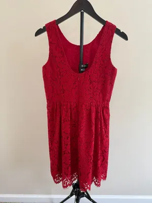 LOFT‎ Red Lace Sleeveless Mini Dress-4P thumbnail 2