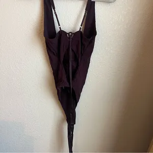 Free People Dark Purple Lace Back Bodysuit thumbnail 6