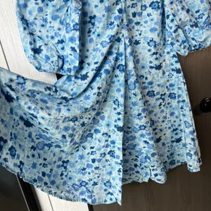 GANNI Printed Cotton Poplin Mini Dress Blue Floral Size EU 36/US 4/Small thumbnail 6