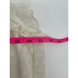 Loft Cream Polka Dot Sheer Sleeveless Top Romantic Victorian Ruffle‎ thumbnail 5