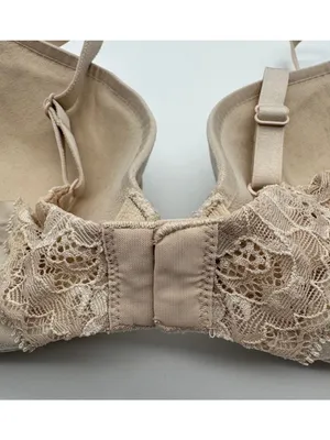 Fabulous by Victoria's Secret Plunge Bra Beige Tan Shimmer Lace Underwire 36C thumbnail 4