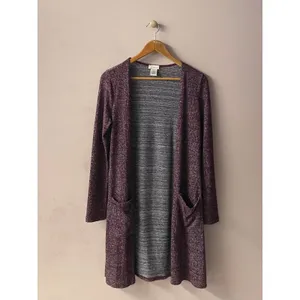 Wet Seal Burgundy Marled Lightweight Knit Open Front Cardigan Size M GUC thumbnail 3