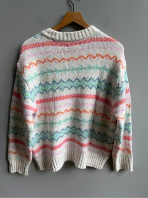 American Eagle Outfitters Fair Isle Pastel Striped Crewneck Sweater NWOT Medium thumbnail 5