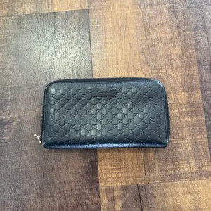 Gucci Guccissima Zip Around Wallet Black Leather GG Embossed Long Wallet thumbnail 14