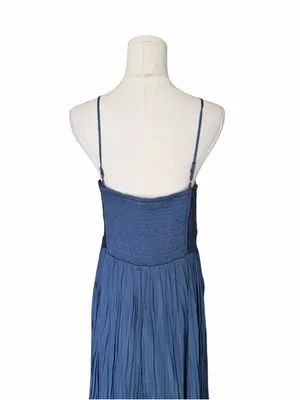 ASTR The Label - NWT Maeve Pleated Midi Dress Slate Blue Sz L thumbnail 6