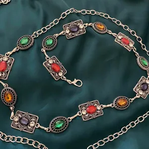 Silver Y2K Multicolor Jewel Whimsygoth Chain Belt, Fits 27-55 Inches, X7GA1416 thumbnail 7