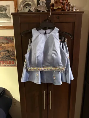 Blue jeweled homecoming two piece dress thumbnail 4