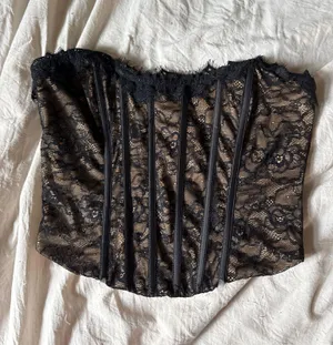 Blue blush black lace corset top thumbnail 1