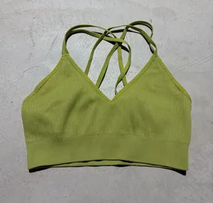Aerie Green ribbed Strappy Bralette medium thumbnail 1