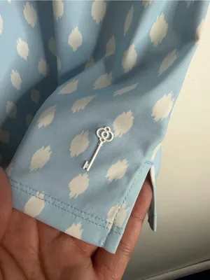 NEW Belyn Key‎ Penny Sleeveless Ikat Golf Polo Light Blue White Small Tennis thumbnail 6