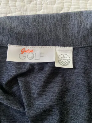 Guru Golf Heather Navy Golf Shirt Short Sleeve Johnny Collar Size Large thumbnail 4