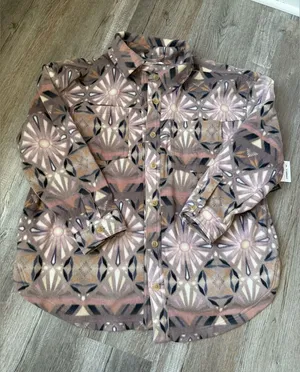 O’Neill Super Fleece Shacket Flannel Multi Color Pattern Pink Purple Soft Size M thumbnail 1
