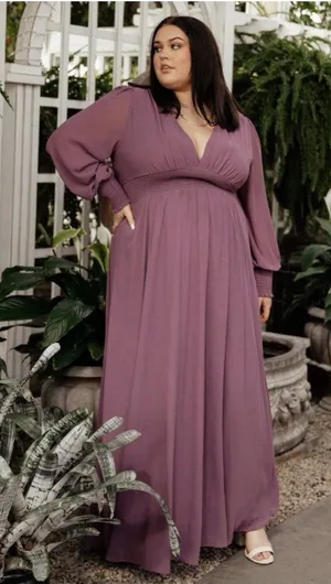 Baltic Born NWT Olivia Maxi Dress in Vintage Plum- Size 3X thumbnail 1