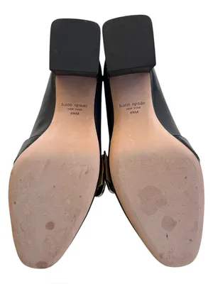 EUC Kate Spade Leather Alia Heels Black Silver Buckle Size 6.5 thumbnail 9