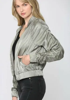 Green Bomber Jacket Silver Size M thumbnail 1